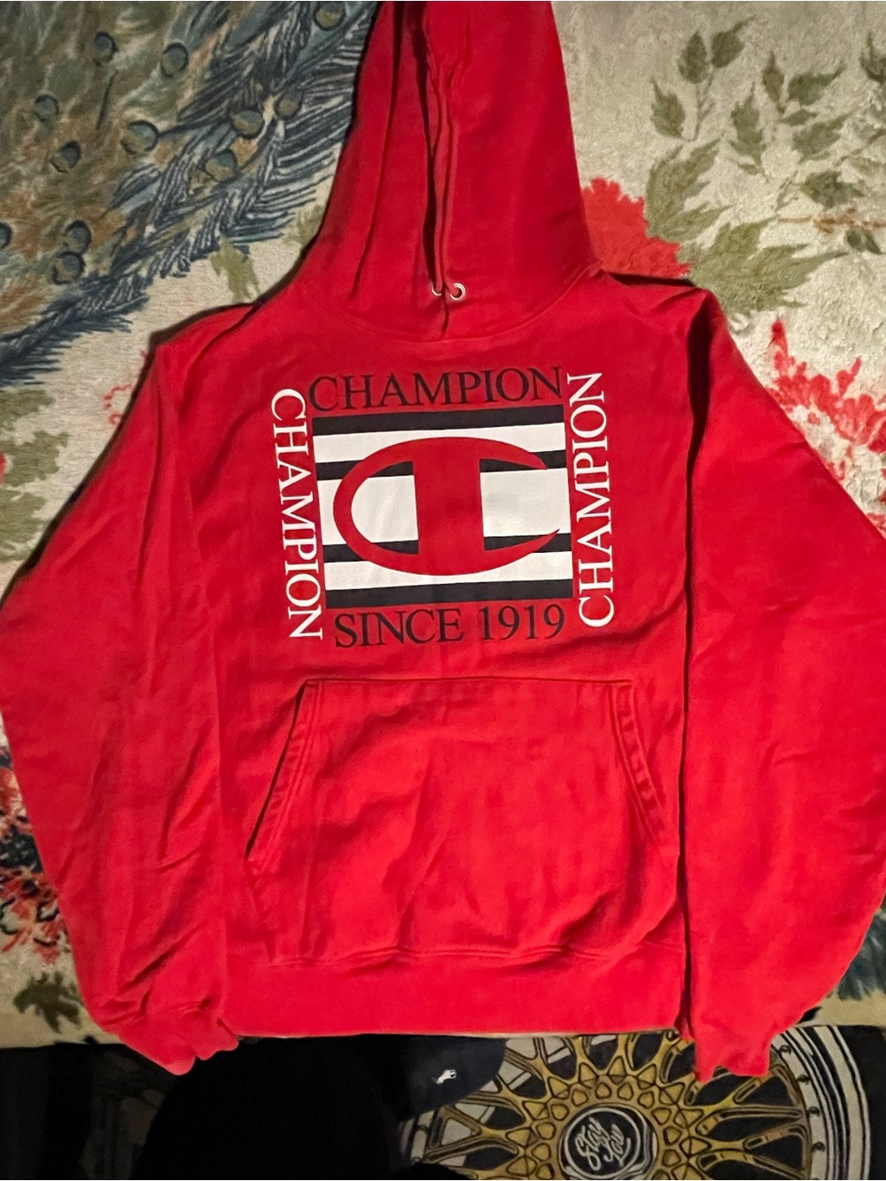 Champion Red Graphic Logo Pullover Hoodie